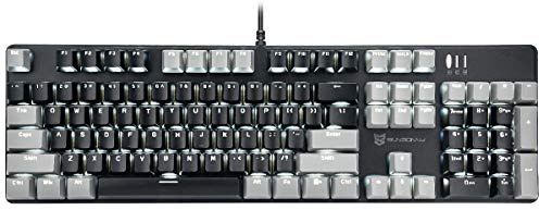Qisan Mechanische Gaming-Tastatur, volle Größe, 104 Tasten, US-Layout, kabelgebundene Tastatur, schwarzer Schalter, Tastatur mit Hintergrundbeleuchtung für Gaming-Zubehör, ergonomische Tastatur