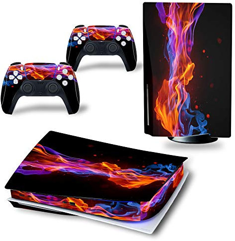 Autocollant en vinyle pour disque PS5, pour console et manettes Playstation 5 (édition disque PS5, jaune rouge)