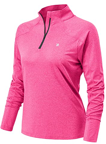 YSENTO Damen Sportshirt Langarm Laufshirt Atmungsaktiv Leichte Baselayer Sweatshirts T-Shirt für Training Fitness Yoga Gym(Rosenrot,M)