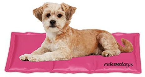 Relaxdays Kühlmatte Hund, 20 x 35 cm, selbstkühlende Hundematte, mit Gel, abwischbar, Kühlunterlage für Haustiere, pink