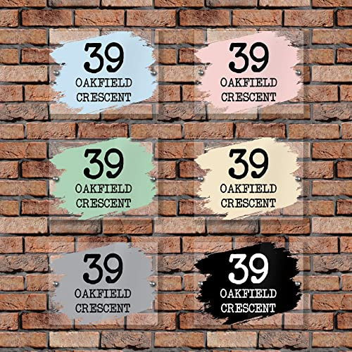 Personalised Acrylic Modern Colour Door Number Plaque, Contemporary Custom Front Door Address Sign (Sage)