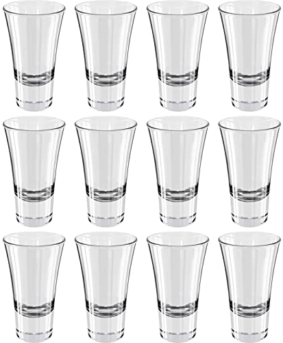 Wellgro 5,7cl Schnapsgläser - 5,2 x 8,8 cm (ØxH) - Glas klar - Shotgläser - standfest - Made in Italy, Stückzahl:12 Stück