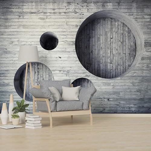 SUPPL 3D-Kreis Grauer Backstein Fototapete Home Innendekoration benutzerdefinierte Größe Wandbild Schlafzimmer Zubehör