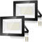 100W Projecteur LED Exterieur 2 Pièce, 10000LM 7000K Spot LED Extérieur, 144 Puces IP67 Imperméable Blanc Froid Eclairage de Sécurité LED, Luminaire Exterieur Pour Patio, Garage, Jardin, Terrasse