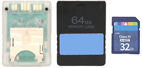 Adaptador de Lector de Tarjetas de Memoria PS2 MX4SIO SIO2SD SD con Tarjeta de Almacenamiento 32G, Tarjeta de Memoria FMCB Gratis McBoot V1.966 64MB para Playstation2 All Game (Consolas gordas)
