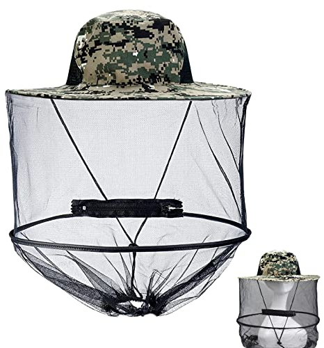 Camuflaje de Sombrero Anti-Mosquito Insectos Negro Sombrero de Apicultor con Velo para Hombre Mujer Pesca Al Aire Libre y Viajes de Camping