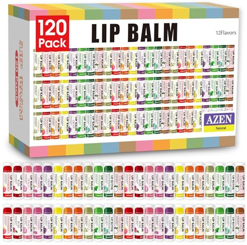 AZEN - 120er Pack Lippenbalsam, natürlicher Lippenbalsam, Lippenpflegeprodukt, feuchtigkeitsspendender Lippenbalsam für trockene und rissige Lippen