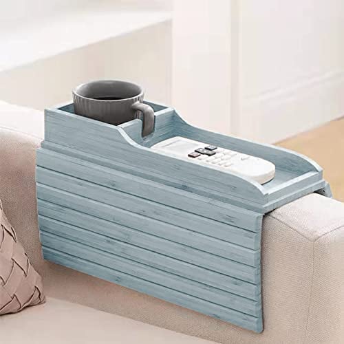 maxant Plateau d'accoudoir de canapé, table d'accoudoir flexible, support de canapé, plateau de canapé pliable, plateau de fauteuil pour téléphone télécommandé, gris clair