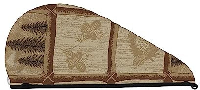 OPSREY Rustikaler Lodge-Druck Trockenes Haar Kappe Haarhut mit Knopf Saugfähig Schnell Trockener Haarturban für Unisex Schwarz, Schwarz , Einheitsgröße