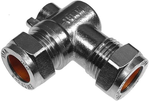 NPH 15mm Angled Isolating Valve Compression 90 Degree Elbow Chrome