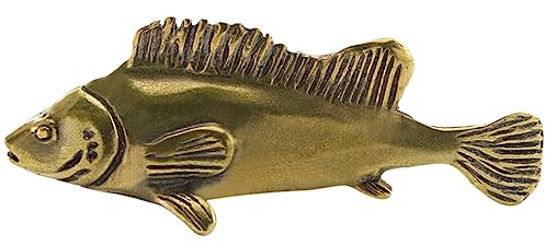 HOMSFOU Feng Shui Fisch Statue Figur Messing Tee Haustier Goldener Fisch Reichtum Glücksfisch Modell Skulptur Desktop Ornament Für Home Office