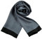 JWSilk Sciarpa Lunga in Seta Charmeuse Uomo, A quadri neri e blu, 63x10