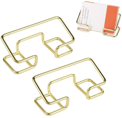 PEUTIER 2 Stück Visitenkartenhalter, Visitenkarten Display Moderner Metall-Schreibtisch-Kartenhalter-Ständer Karten-Organizer-Display für Schreibtisch Geschäftsbüro (Gold)