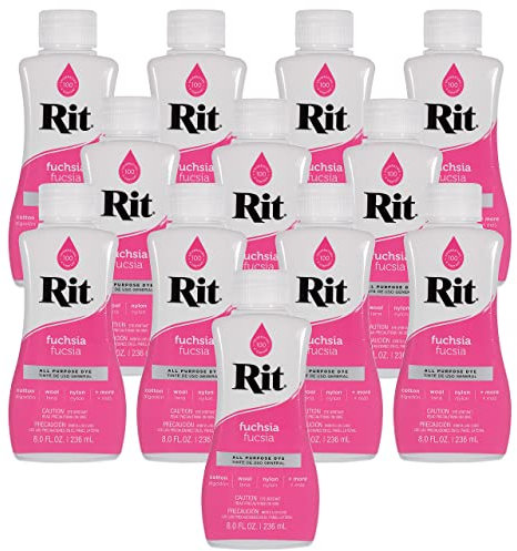 Rit Dye - Tinte líquido para telas de 8 onzas para ropa, decoración y manualidades, color fucsia (paquete de 12)