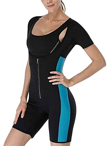 WEITING Damen Saunaanzug Zur Gewichtsreduktion Bauchkontrolle Sauna Jumpsuit Body Shapewear Taille Trainer Schweiß Abnehmen Bodysuit Saunaanzug (Color : Blue, Size : 3XL)