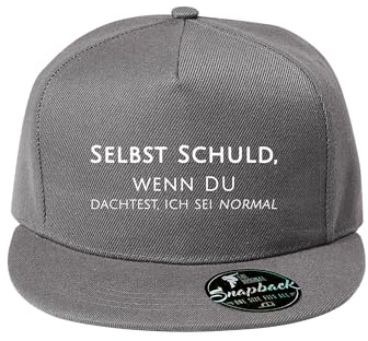 DELUNO Selbst Schuld wenn du dachtest ich sei normal Unisex Kappe Classic Cap mit geradem Schirm One Size Einheitsgröße für Männer und Frauen Grau (Cap-523-Grau)