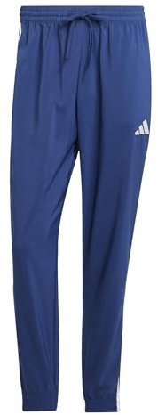 adidas Men's Essential Three Stripes Woven Pant, Dark Blue/White, S