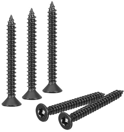 sourcing map Lot de 60 vis Torx à tête plate M4 x 35 mm, en acier inoxydable 304, à tête fraisée, auto-taraudeuse, anti-vol, vis inviolables pour bois, clôture, terrasse (noir)