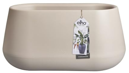 elho Pure Cone Long Wheels 75 - Blumenkasten für Innen & Außen - Recyceltem Plastik - L74.0 x H35.8 cm - Beige/Balanced Beige