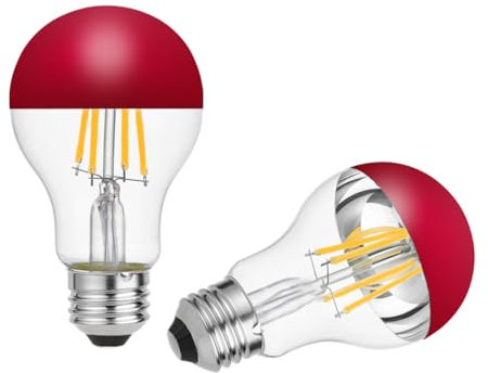 KOOYWAN A19 LED Kopfspiegel RED Filament Lampe A60 E27 Filament Lampe 6 Watt 2700K 2stk