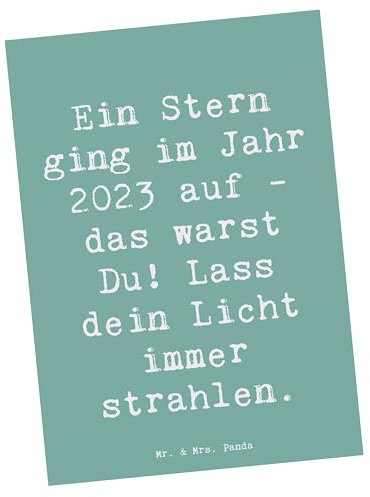 Mr. & Mrs. Panda Postkarte Spruch 2023 Geburtstag Stern - Geschenk, jemand Besonderes 2023, Einladungskarte, Jahrgang 2023, Ansichtskarten, Jahr 2023