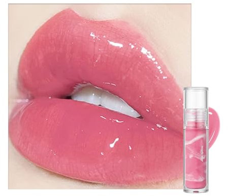Nude Pink Lip Gloss, Light Pink Moisturizing Glossy Lip Oil Tinted Liquid Lipsticks, Bright Pink Hydrating Lip Balm Clear Lipgloss Makeup, Silky Non-sticky Lip Stain for Women