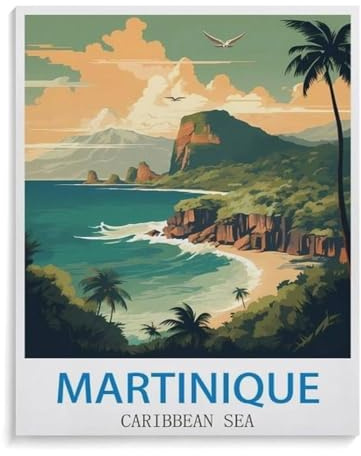 Peinture Numero Adulte,Mer des Caraïbes de la Martinique,DIY Peinture par Numero Adulte, Acryliques Peinture par Numéros pour Adultes Débutants Enfants, Loisirs Créatifs Adultes pour Tableau -D76