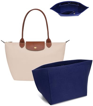 Umiup Organizer für Longchamp Tasche-Einsatz für Tragetaschen aus Filz - Mehrfachfach - Aufteilung, Filz-Organizereinsatz für Einkaufstaschen (Dunkel Blau, Medium 26x13x20cm)