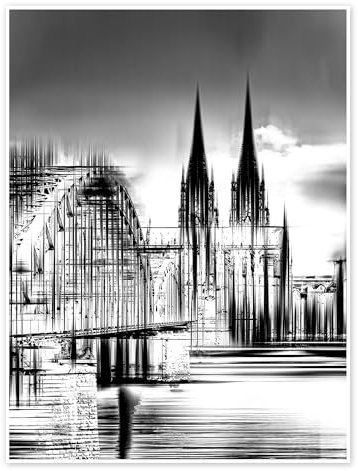 Posterlounge Kölner Skyline in Schwarz/Weiß Poster von Städtecollagen 50 x 70 cm Schwarz-Weiß Wandbilder Wanddeko
