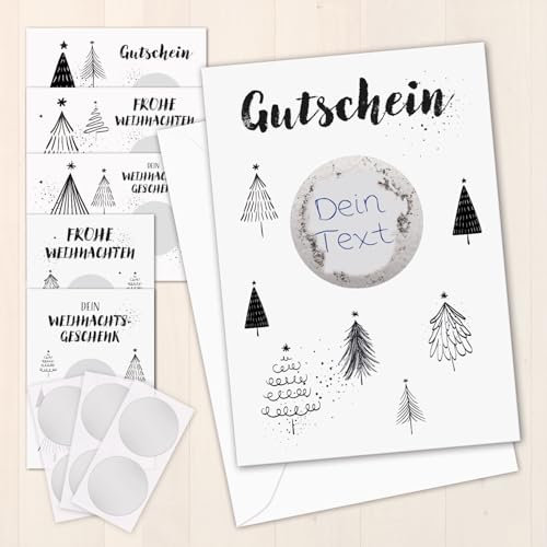 younikat Rubbelkarten Weihnachten 6 Stk. I DIN A6 I Karte zum selbst ausfüllen I zum Verschenken Überraschung I dv1541