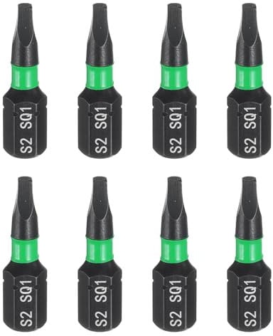 sourcing map 8pcs SQ1 Square Screwdriver Bit 1/4 Hex Shank 25mm/1 Length Magnetic 4 Point Head Hex Bits S2 Steel Screw Driver Bit Industrial Grade Electric Drill Bits