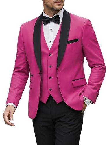 MY'S Mens 3 Piece Suit Shawl Lapel One Button Tuxedo Winter Fabric Slim Fit Dining Jacket Pants and Tie Set