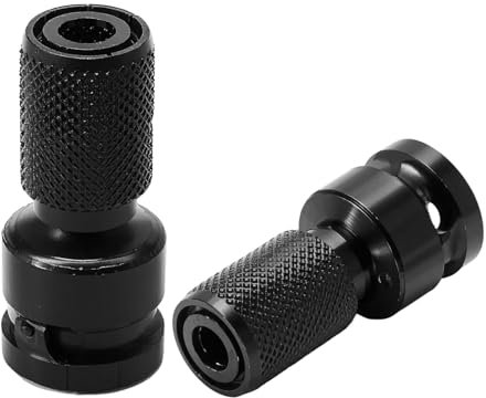 FortuneGlobe - Adaptador de punta para llave de impacto (2 unidades, 1/2 a 1/4, portapuntas de boquilla, varilla hexagonal, inoxidable, punta atornilladora de impacto para herramientas eléctricas,