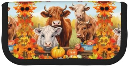 Hgbbdyyjj Highland Cow Federmäppchen aus Segeltuch, extra groß, Doppelreißverschluss, Make-up- und Schreibwaren-Organizer-Tasche, Schwarz , Einheitsgröße, Taschen-Organizer