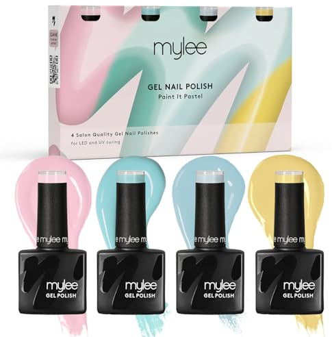 Mylee Gel Nail Polish 4x8ml [Paint It Pastel] - UV/LED Soak-Off Nail Art | Manicure Pedicure for Professional, Salon & Home Use - Long Lasting & Easy to Apply