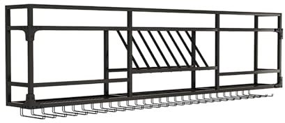 Portabottiglie da parete a LED, 120 cm, elegante porta bicchieri da vino, moderno espositore per vino, finitura nera, per bar di casa elegante