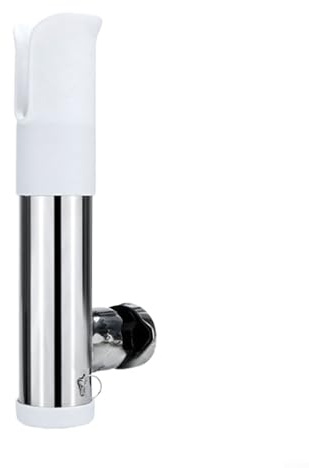 Marine-Angelrutenhalter, Edelstahl, Bootsrutenhalter mit verstellbarer Klemme für 19–26 mm Rute, 360 Grad drehbar, Schlepphalterung mit Anti-Rutsch-Pad (weiß)