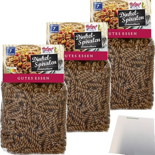 usy Bundle für Hofgut Dinkel-Spiralnudeln 3er Pack (3x500g Beutel) + usy Block