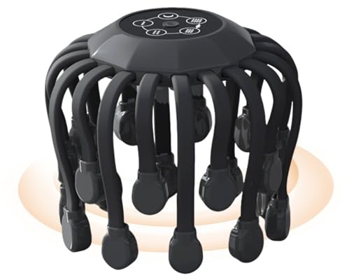 Masajeador de Cabeza Aparato con 20 Nodos Vibratorios | con Música 360° Masajeador Automático de Cabeza 5 Modos para Aliviar Estrés y Tensión, para Mujeres, Hombres y Ancianos