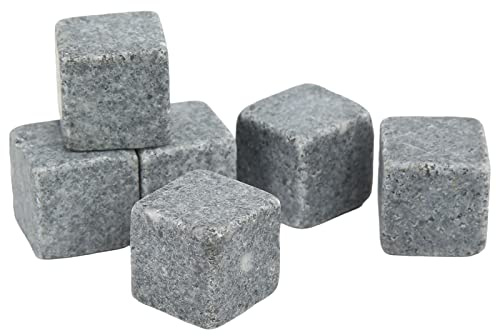 Haofy Whiskey Stones, 2 Cm, Nicht Verdünnende Speckstein-Kühlsteine ​​für Whisky, Gin, Wein – Whiskey-Steine ​​für Herren, 4er-Pack, Geschenkset mit Schnellgefrieren für die Verwendung in der Bar, (6)