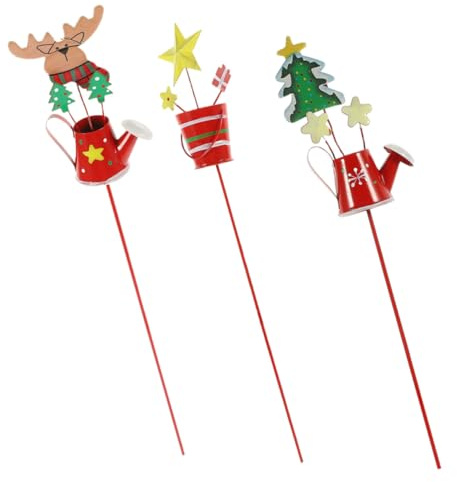 YARNOW 3 Stück Weihnachts Gartenstecker aus Metall Kompakter Blumentopf Schild für Outdoor Dekoration Wetterfester Weihnachts Pflanzkübel Stecker für Garten und Terrasse