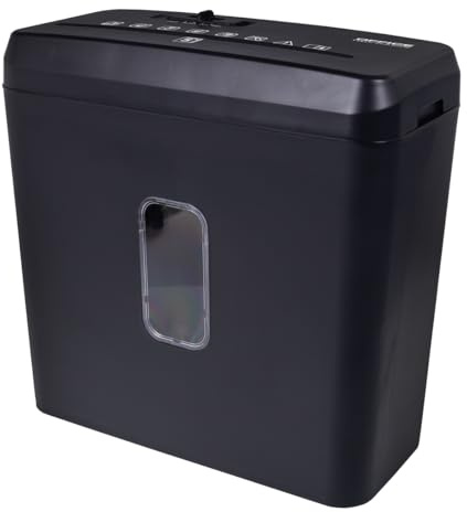 Office Products Aktenvernichter / 5-6 Blätter Querschnitt/Behälter 8 l/Schwarz/Papierschredder für kleinen Büro und Heimgebrauch Hause