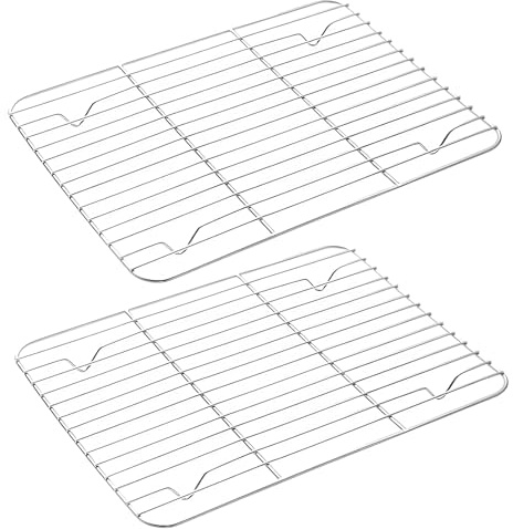 VEOIRXU 2 Piezas Enfriamiento De Acero Inoxidable Mini Rejillas De Enfriamiento Para Hornear Rejilla De Refrigeración De Metal Para Bizcochos Resposteria Pizzas Galletas Pan 24,7x18,5cm