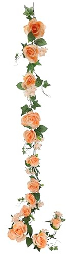 Girlande Rosen mit Blüten 185cm Ranke Hänger Rosengirlande Kunstblumen Pflanze Hängepflanze Blumen Dekoblume Blumengirlande Künstlich Seidenblumen für Hochzeit Party Garten Geburtstag Dekor