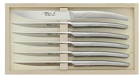 Le thiers 6874 Coffret 6 couteaux table par GOYON-CHAZEAU monobloc 23 cm, forgés à chaud, acier X46CR13, finition brossée.