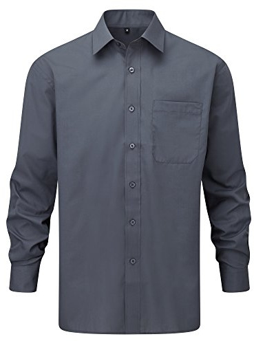 Russell Collection Mens Long Sleeve Shirt (18) (Convoy Grey)