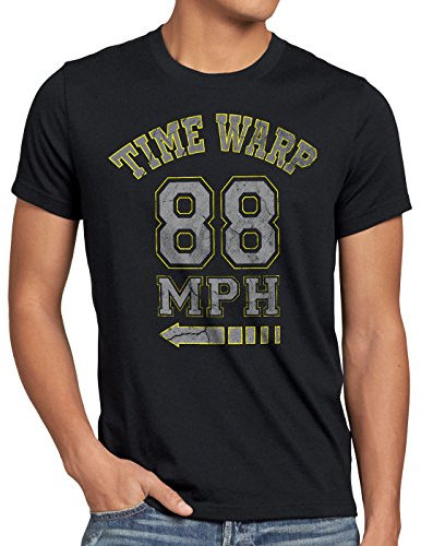 style3 Time Warp 88mph Herren T-Shirt Zukunft McFly Marty Gamer College, Größe:S;Farbe:Schwarz