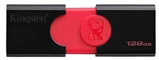 Kingston Digital DT106/128GBET 128GB USB 3.0 Data Traveler 106 Flash Drive Type-A USB Memory Stick backwards compatible with 2.0 USB up to 130 MB/s