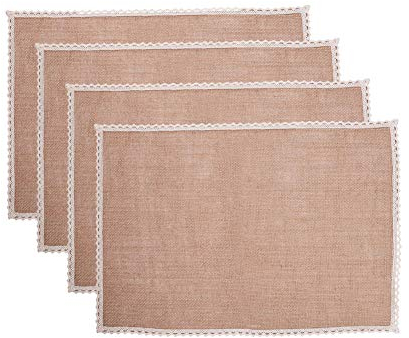 PH PandaHall 10 pz tovaglietta di Iuta Antiscivolo con Pizzo 42x30 cm Intrecciato Tavolo tovagliette tovagliette Isolante per Ristorante casa Cucina Decor