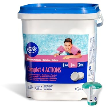 Gre 76033L - Trattamento 4 Azioni 5kg - pastiglie da 20g + Dosatore Galleggiante con termometro